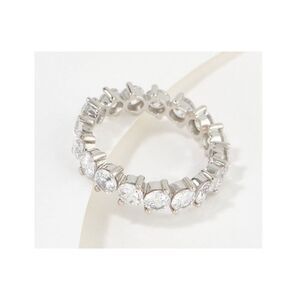 Gorgeous Diamonique 100 Facet 5 Carat Round Eternity Band Ring Sz 8~.925 SS